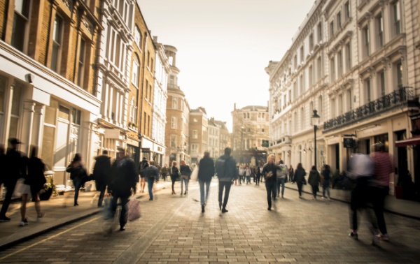A busy high street.